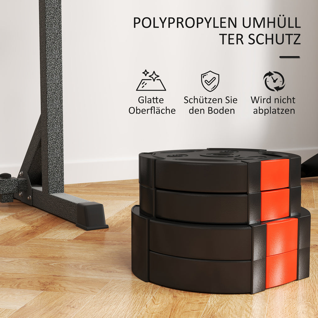 SPORTNOW 4er Gewichtsplatten-Set für Training, Fitnessstudio, Heimtraining, Stärke-Training, 2 x 7,5 kg und 2 x 5 kg, Schwarz