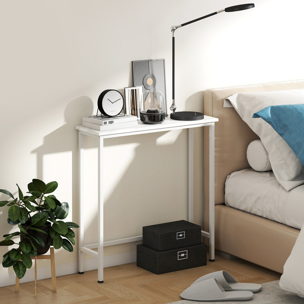 HOMCOM Konsolentisch Flurtisch mit verstellbar Fußpads, Kippschutz 75 x 24 x 76 cm für Kleinen Raum Weiß