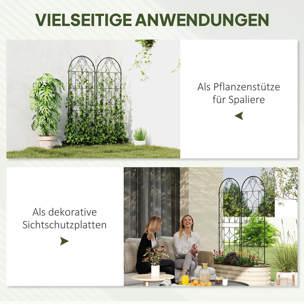 Outsunny Rankgitter Metall 2er Set zum Stecken rostfrei Rankhilfe für Kletterpflanzen 50x150 cm Schwarz