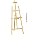 HOMCOM Staffelei Sitz- und Standstaffelei Klappbare Atelierstaffelei 75° einstellbar mit Halterung für Kunstmalerei Und Außenwerbung Kiefernholz Natur 51,5 x 71,5 x 134,5 cm