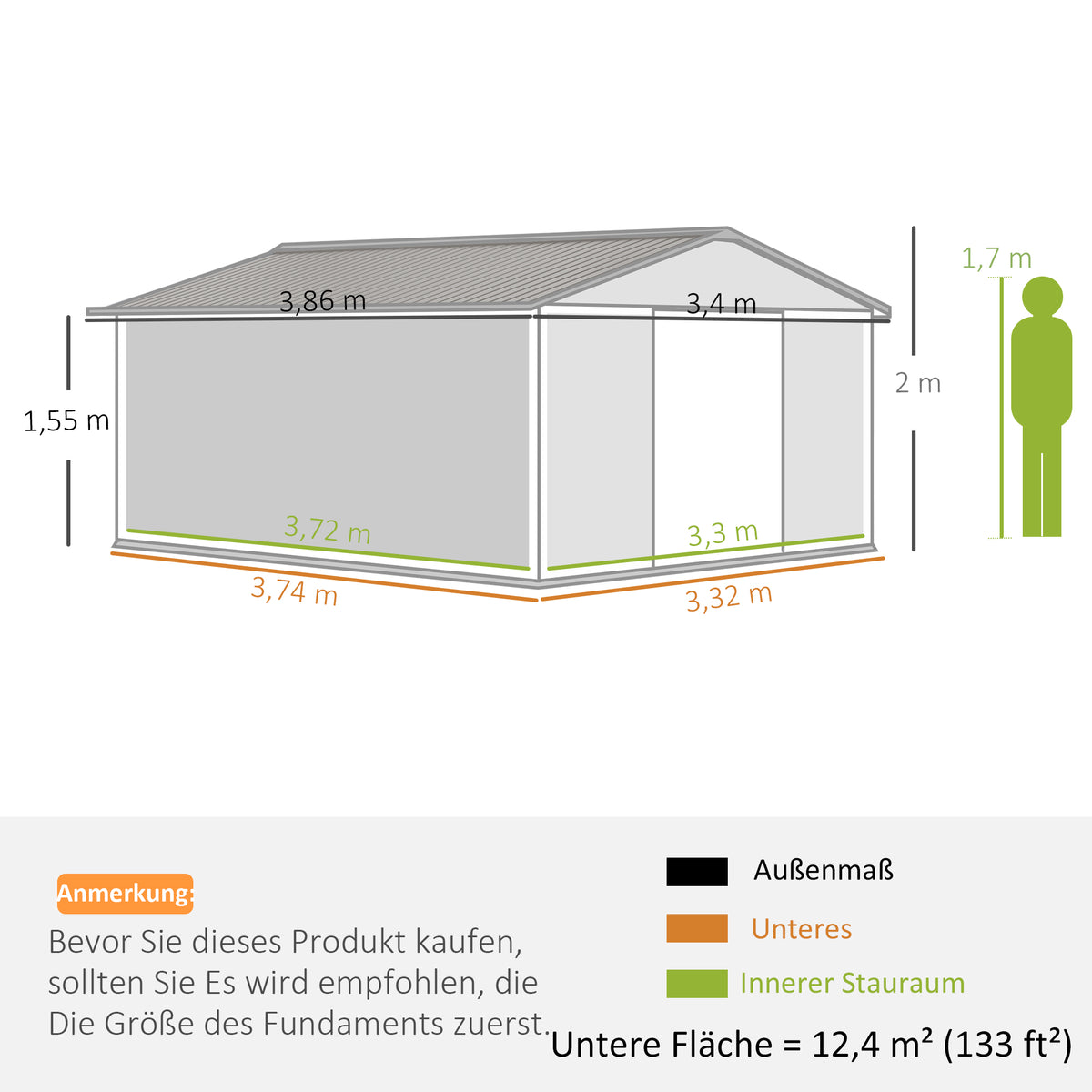 Outsunny Geräteschuppen, Wetterfestes Gartenhaus für Gartengeräte, mit Belüftungsfenstern, Schiebetüren, Stahl, Dunkelgrün