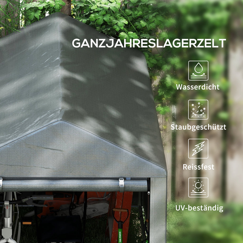 Outsunny Gartenschuppen, Lagerzelt, robust & wetterfest, Stahlrahmen, 1,2x1,8x1,6m, Dunkelgrau