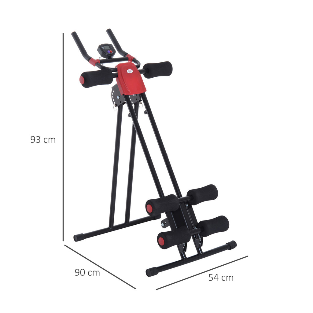 HOMCOM Bauchtrainer für Zuhause klappbar Bauchmuskeltrainer mit LCD-Monitor, Widerstand Trainingsgerät Fitnessgerät für Ganzkörpertraining belastbar bis 100 kg