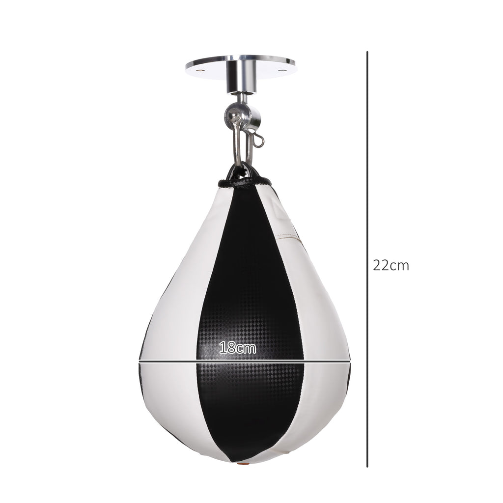 SPORTNOW Speedball Boxsack Erwachsene mit 360° drehbarer Rotule Pumpe Wand- oder Deckenmontage Schwarz und Weiß