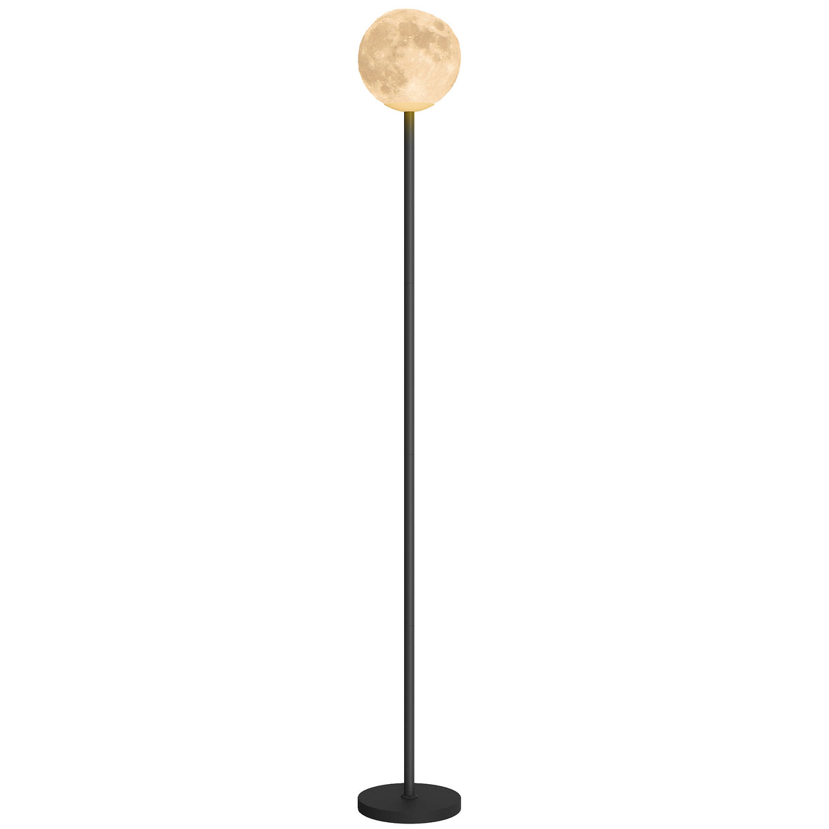 HOMCOM Stehlampe mit Schirm in Mondoptik, Fußschalter, 3 Farbtemperaturen, Metall, Schwarz