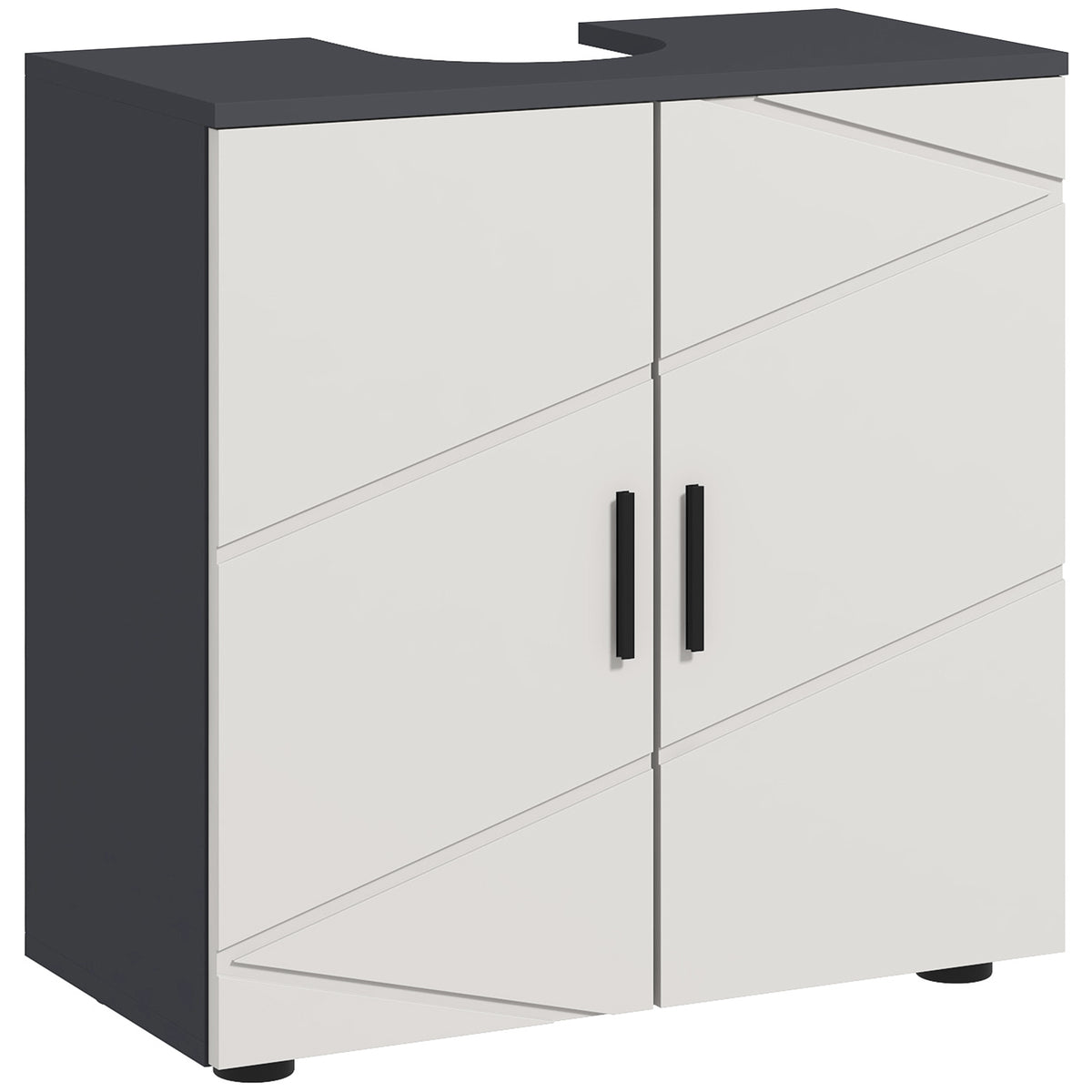 Kleankin Unterschrank Badezimmer für Säulenwaschbecken mit 2 Türen, 60x30x60cm, Grau