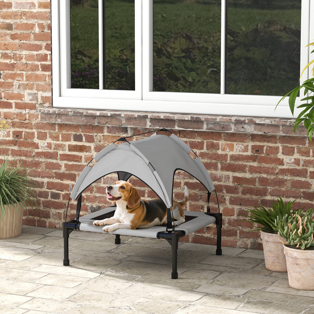 PawHut Hundebett mit Dach, atmungsaktiv, wasserabweisend, bis 20 kg, 76 x 61 x 69,5 cm, Hellgrau
