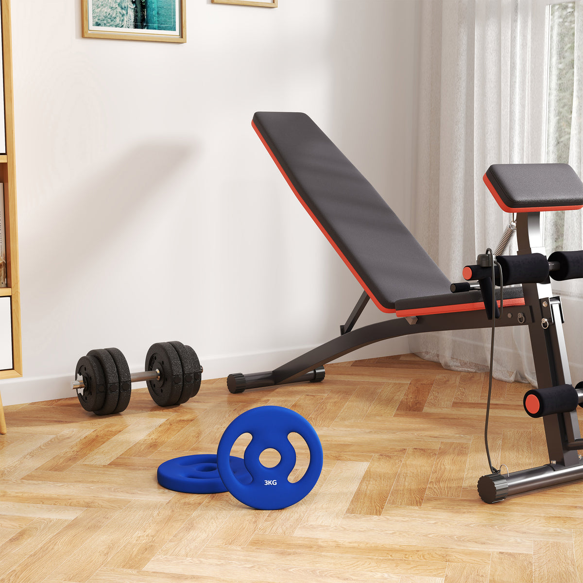 SPORTNOW 2er-Pack 3 kg Hantelscheiben für 2,5 cm Stangen mit einfachen Griffen aus Metall, Blau