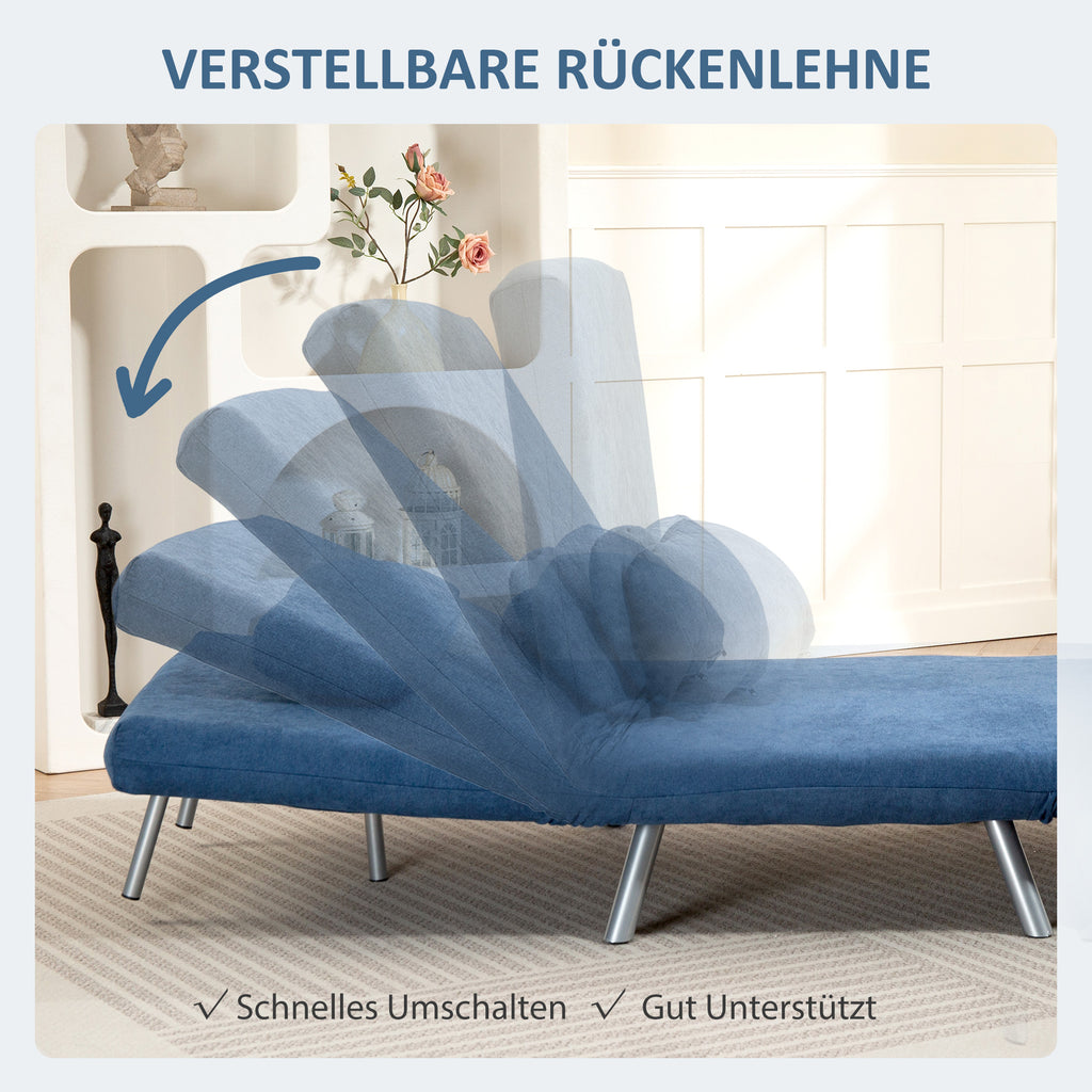 HOMCOM Polstersessel mit Bettfunktion, 2-in-1 Design, Schlafsessel, Gästebett, Stoffbezug, mit Kissen, Blau