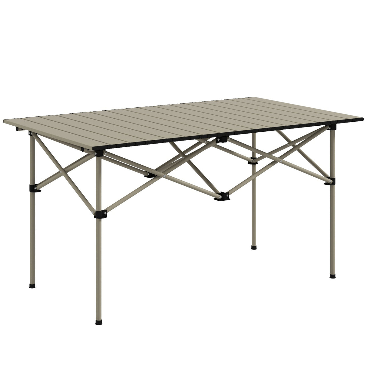 Outsunny Campingtisch Klapptisch mit Aufrollbare Tischplatte Gartentisch aus Aluminium 2 Personen 95 x 55cm Khaki