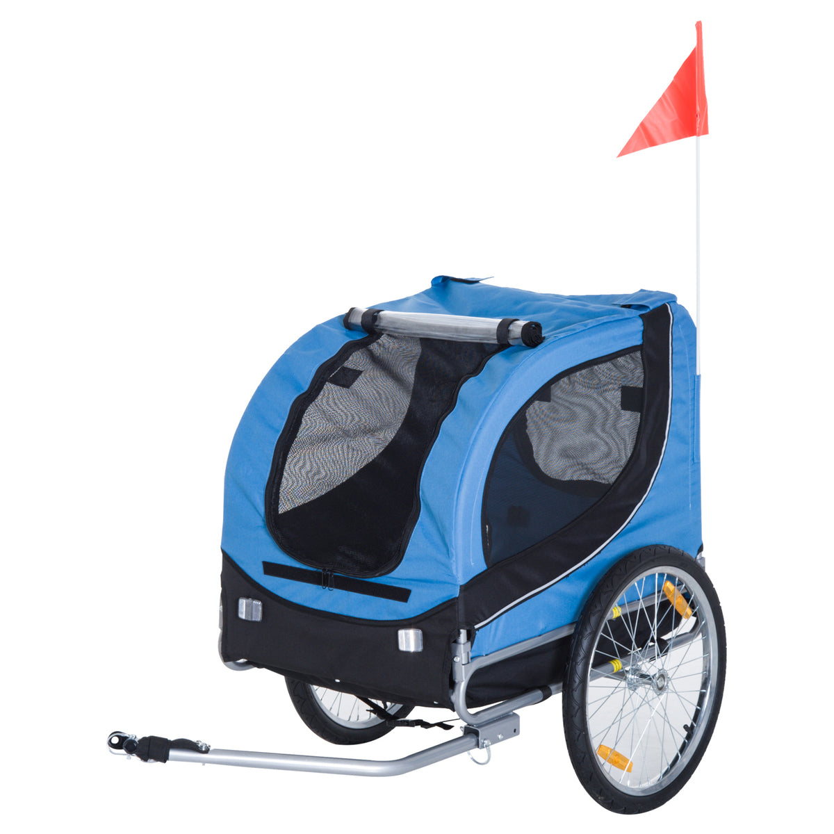 PawHut Fahrradanhänger bis 20kg Universalkupplung Sicherheitsanker Reflektor Stahl Blau+Schwarz