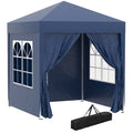 Outsunny Faltpavillon, Bierzelt, 4 abnehmbare Seitenwände, 2 Fenster, Metallrahmen, 2 x 2m, Blau