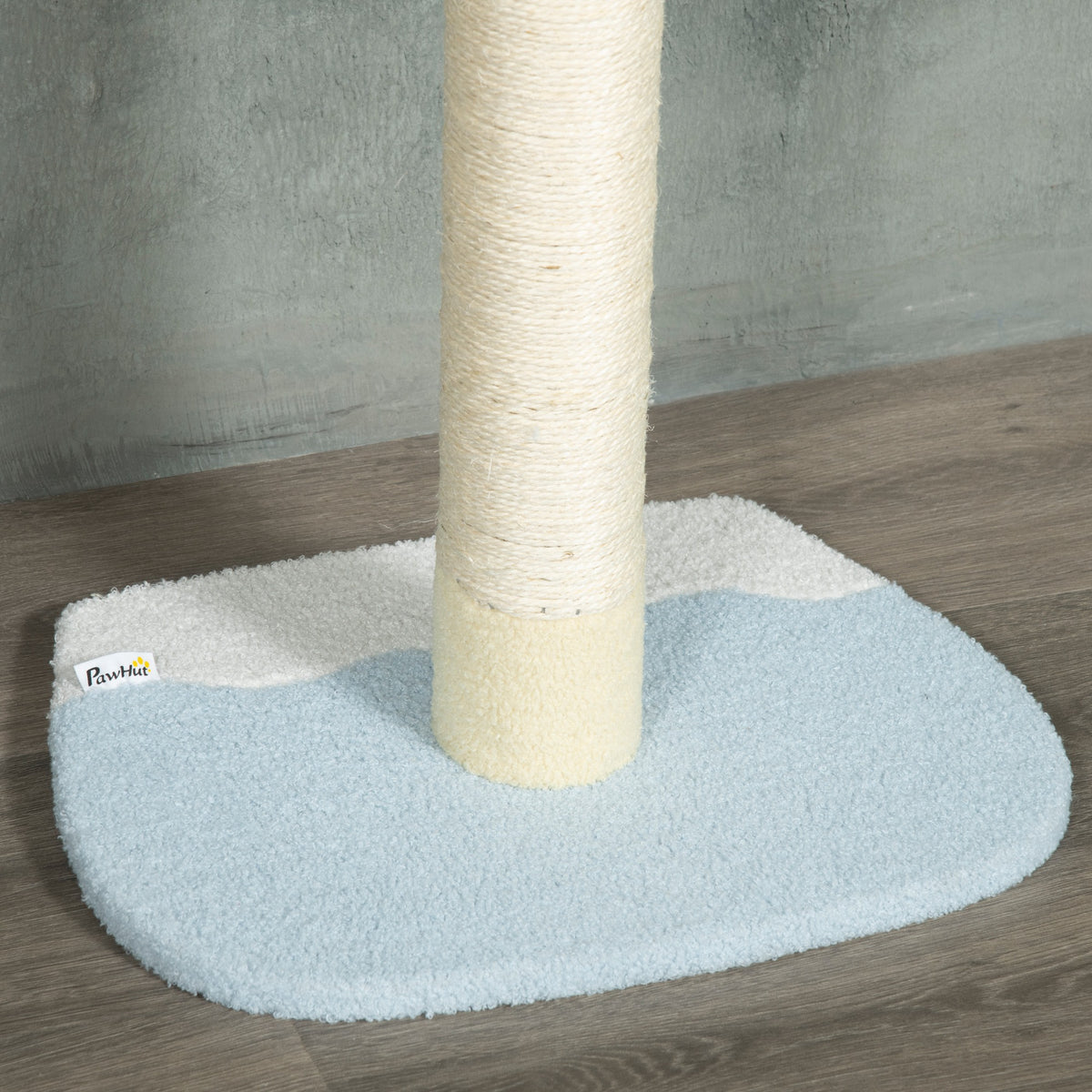 PawHut Höhenverstellbarer Kratzbaum, Anti-Rutsch, Sisalseil-Pfosten, 220-260H x 47L x 34W cm, Gelb/Weiß/Blau