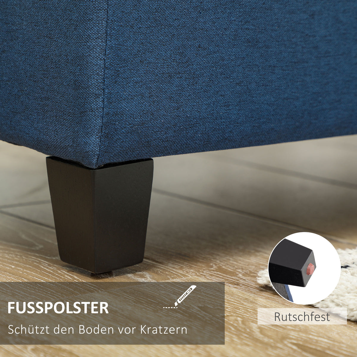 HOMCOM Sitzbank mit Stauraum, Ottomane, Flurbank, Knopfheftung,125,1 cm x 48,9 cm x 41,3 cm, Blau