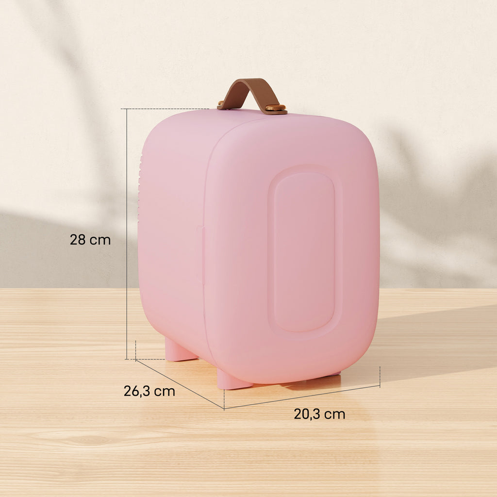 HOMCOM Mini Kühlschrank Kühlschrank Beauty Fridge, 4 L Fassungsvermögen, 20,3 x 26,3 x 28 cm, Rosa
