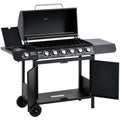 Outsunny Gasgrill mit 7 Brennern, inkl. Thermometer,  BBQ -Grill, mobiler Grill, Schwarz