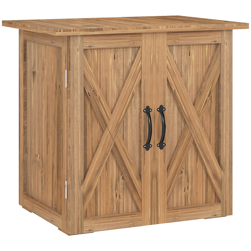 Outsunny Gartenschuppen, Doppeltür, Magnetverschlüsse, wetterfest, Naturholz, 77B x 55T x 72H cm, Braun