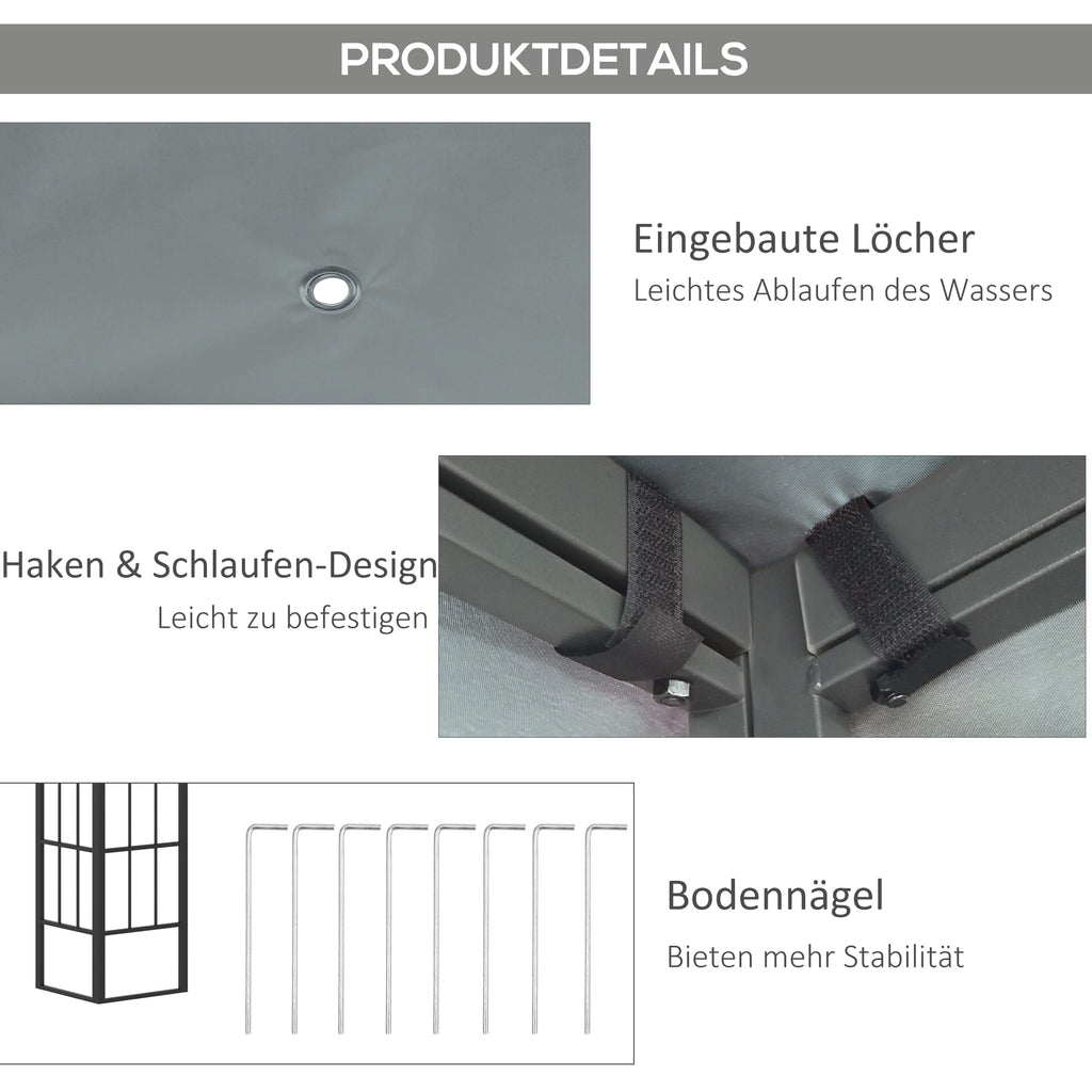 Outsunny Pergola 4 x 3 m Gartenpavillon Pavillon Überdachung Zelt Metall Polyester Grau