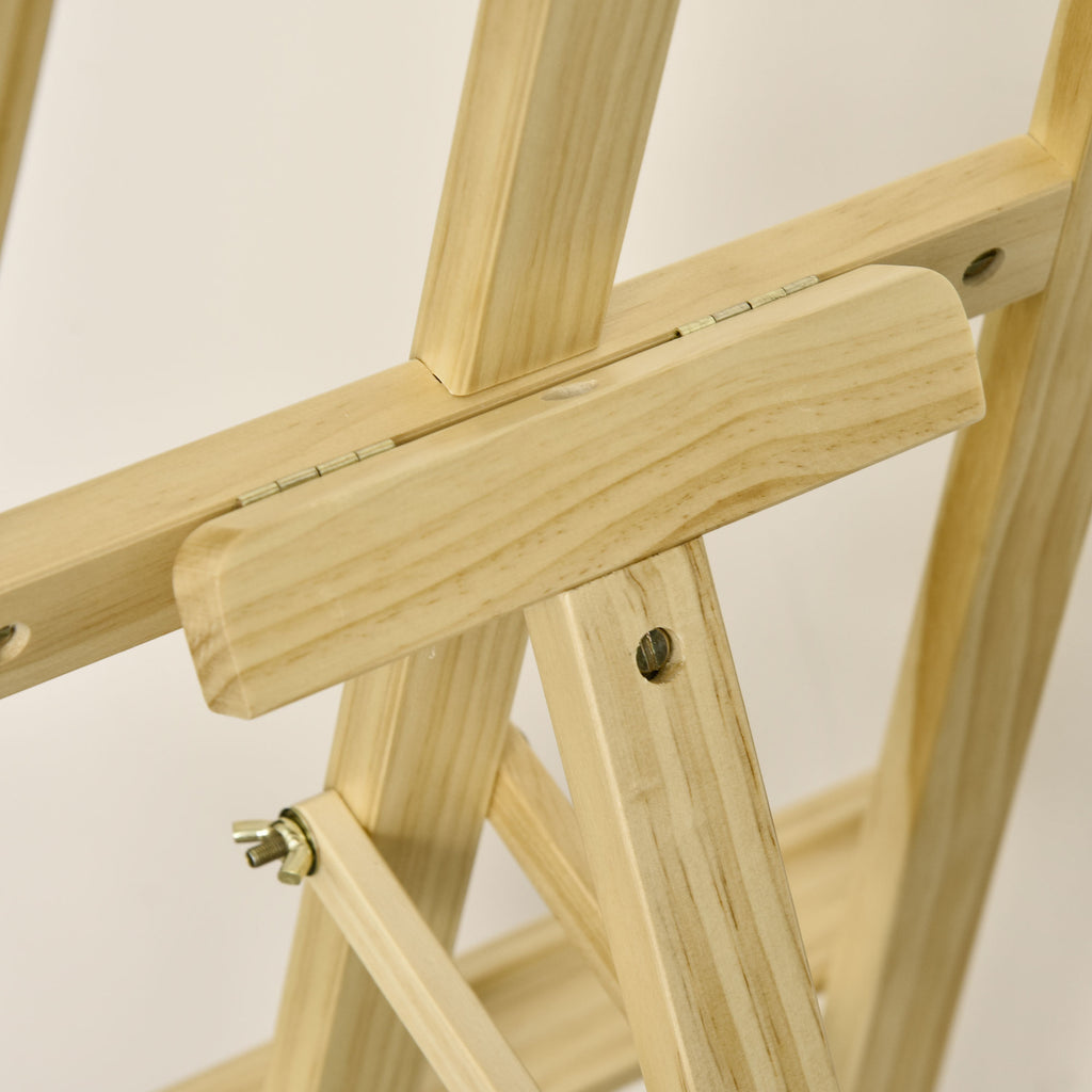HOMCOM Staffelei Sitz- und Standstaffelei Klappbare Atelierstaffelei 75° einstellbar mit Halterung für Kunstmalerei Und Außenwerbung Kiefernholz Natur 51,5 x 71,5 x 134,5 cm