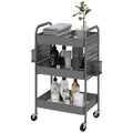 HOMCOM Mehrzweckwagen Rollwagen Küchenwagen, 3 Regale, 4 Rollen, 53,5 cm x 30,5 cm x 75 cm, Grau