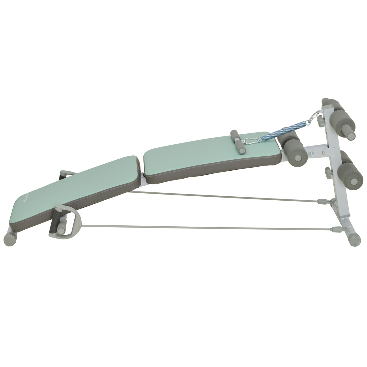 SPORTNOW Trainingsbank, Bauchtrainer, höhenverstellbar, klappbar, 2 Widerstandsbänder, Stahl, grün, 51 x 137 x 50-66 cm