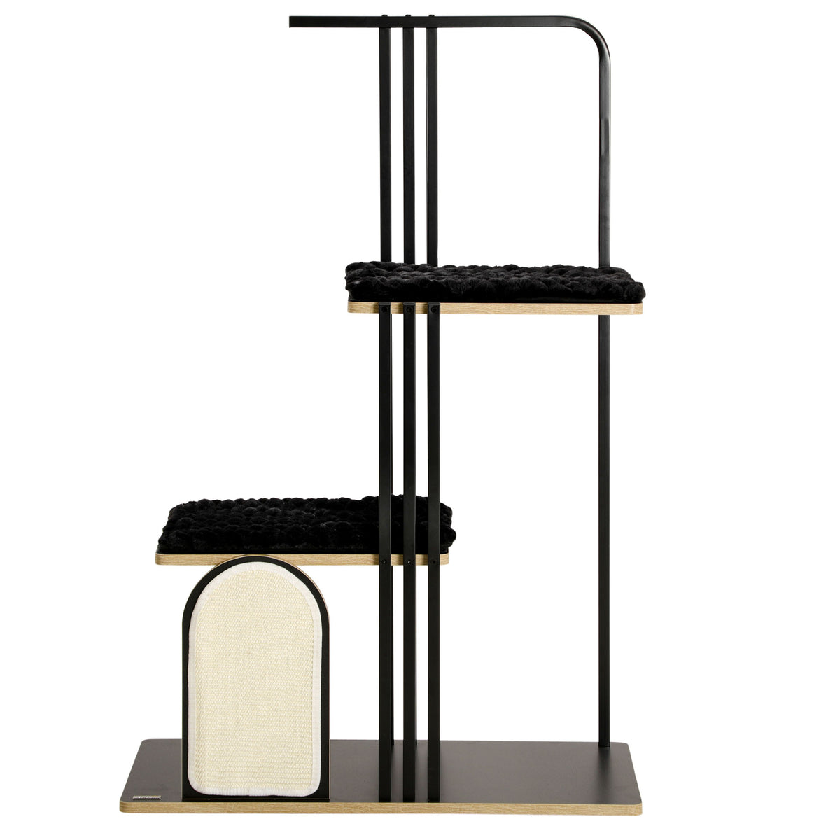 PawHut Kratzbaum, Industrial Design, 2 Plattformen, 2 Liegekissen, Kratzwand, Stahlrahmen, schwarz, 85 x 48 x 128 cm