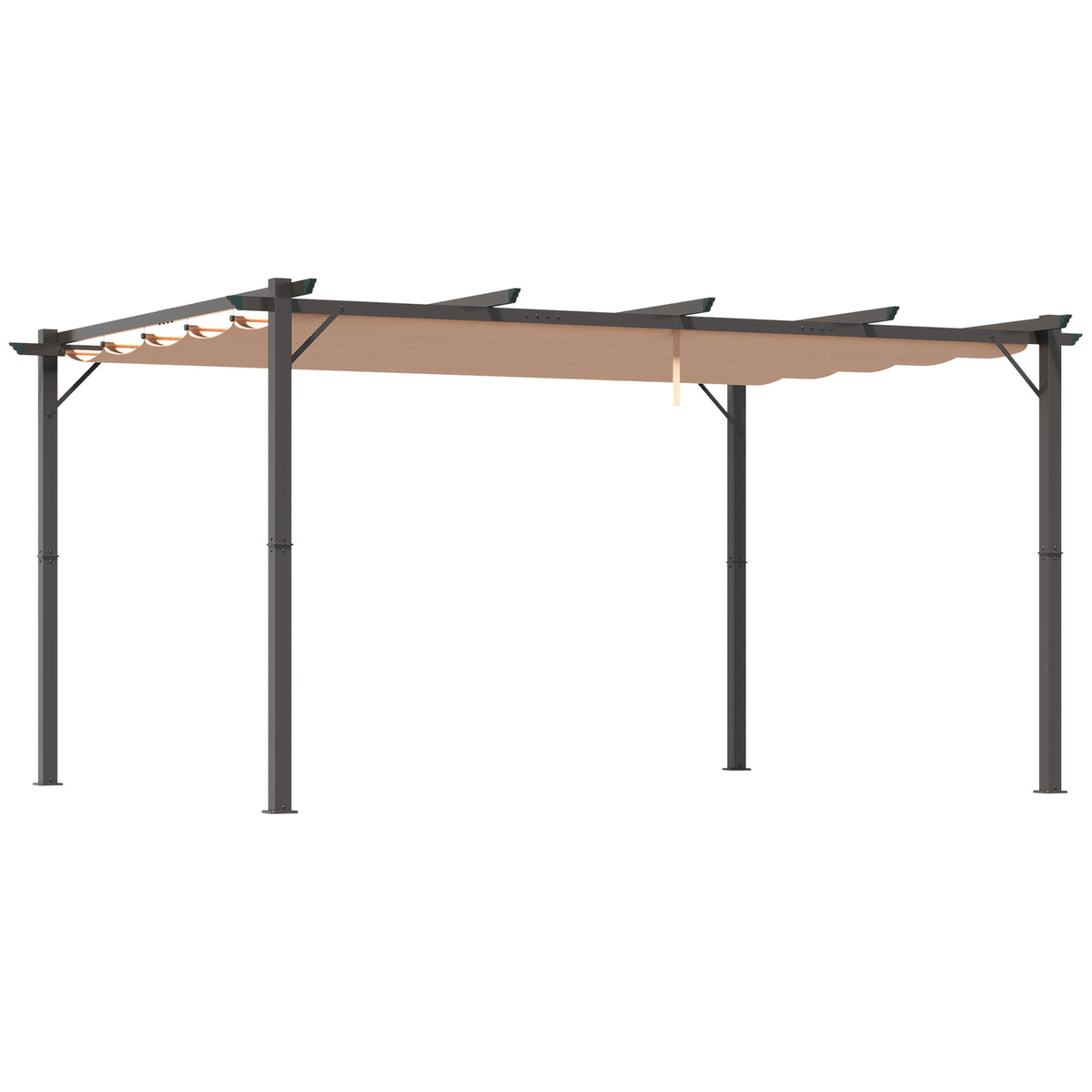 Outsunny Pergola Pavillon mit einstellbarem Stoffdach 3 x 4 m Terrassen-Vordach Aluminium Sonnenschutz Überdachung Terrasse Garten Grau+Braun