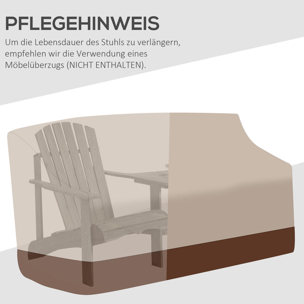Outsunny Adirondack Gartenstuhl mit Tisch und Schirmloch 2 Sitzer Gartensessel Sitzgruppe Gartenmöbel für Balkon Massivholz Grau 178 x 87 x 92 cm