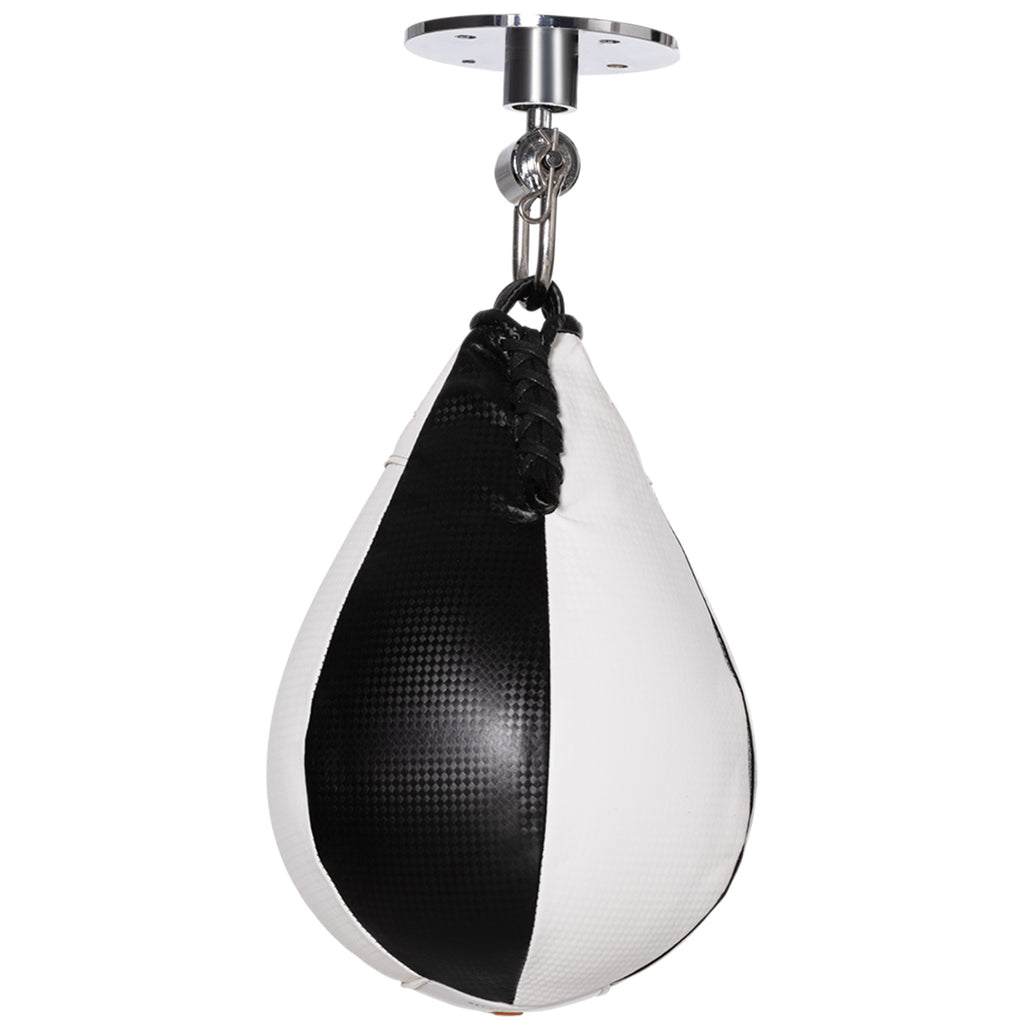 SPORTNOW Speedball Boxsack Erwachsene mit 360° drehbarer Rotule Pumpe Wand- oder Deckenmontage Schwarz und Weiß