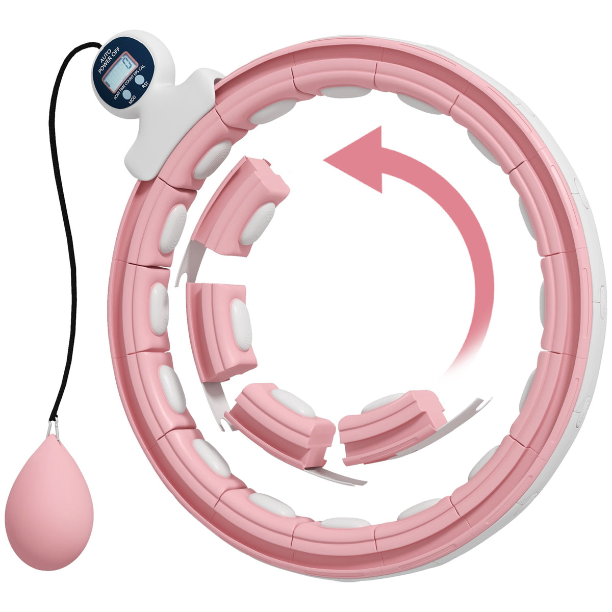 SPORTNOW Hula Hoop Reifen mit Massagestacheln, verstellbar von 76 bis 113 cm Taillenumfang, 16 abnehmbare Abschnitte, Fitness