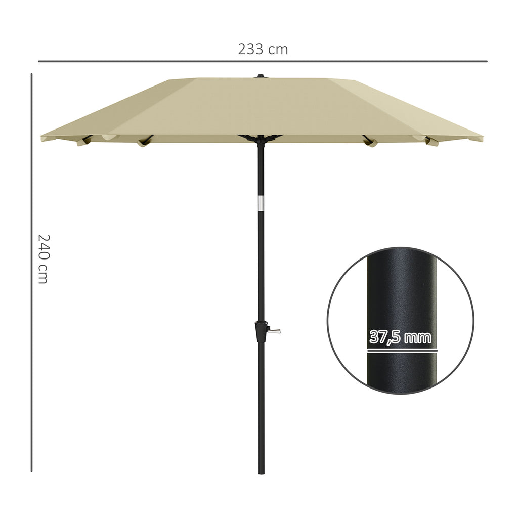 Outsunny 2,3 m Sonnenschirm ohne Basis, Verstellbarer Terrassenschirm mit Kurbel, Polyester, Aluminium, Fiberglas, Beige