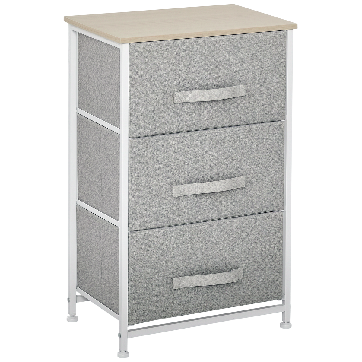 HOMCOM Moderne Schubladenkommode mit 3 Schubladen aus Stoff, Stahlrahmen und Spanplatte, 45 x 30 x 71 cm, Grau