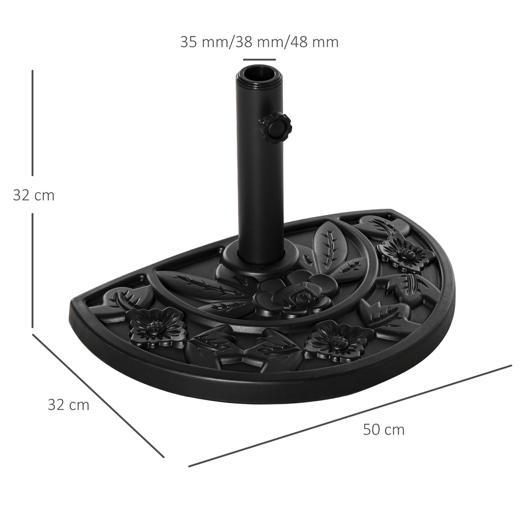 Outsunny Sonnenschirmständer, halbrund, 9 kg, Blumendesign, HDPE/Zement, für Schirmmasten Ø35/38/48 mm