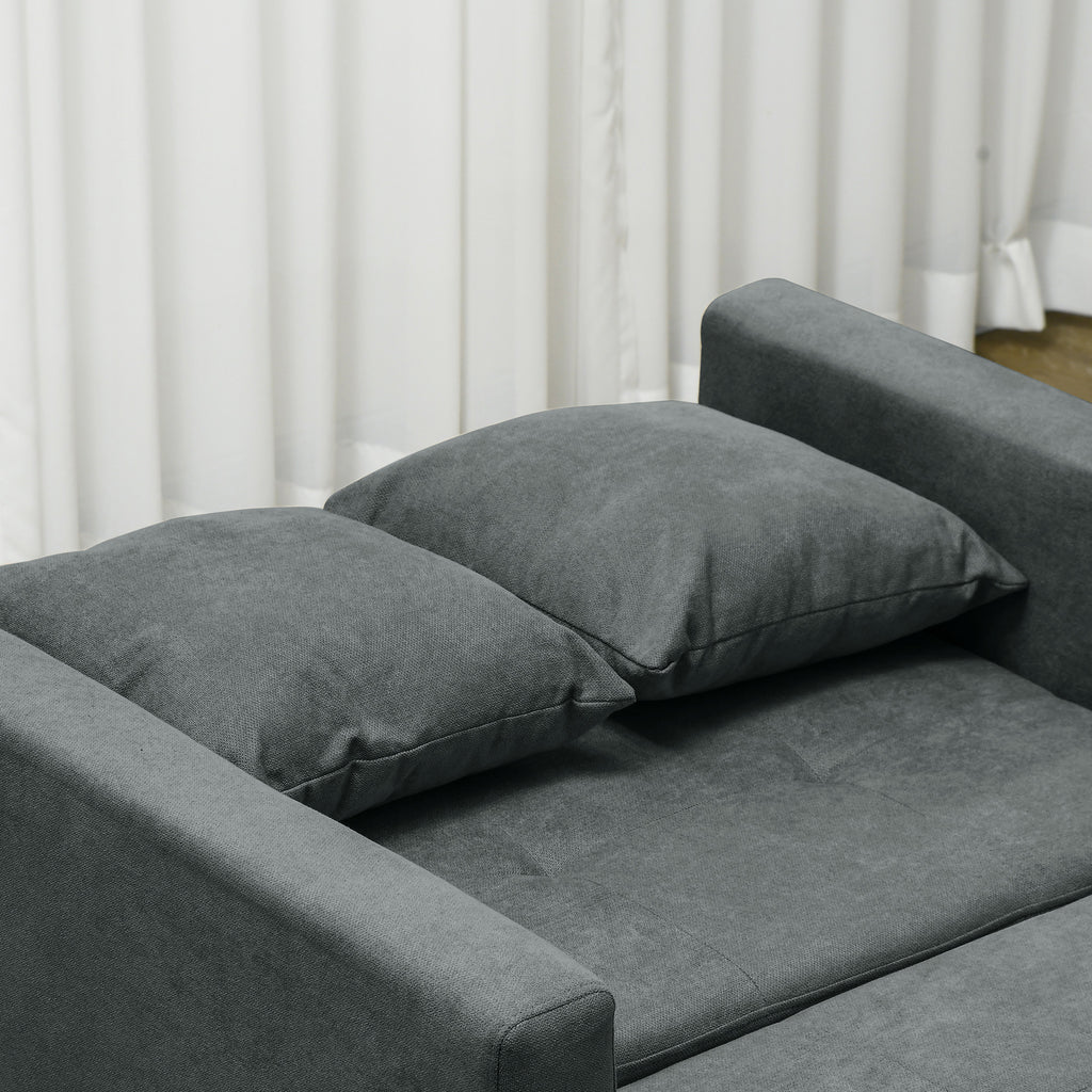 HOMCOM Schlafsessel aus Samtstoff in Grau mit 2 Kissen und Aufbewahrungsfach, 100x98x88 cm