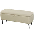 HOMCOM Aufbewahrungsbank mit klappbarem Deckel und Stahlbeinen für Schlafzimmer Wohnzimmer Eingangsbereich 101x38,5x44,5 cm Beige