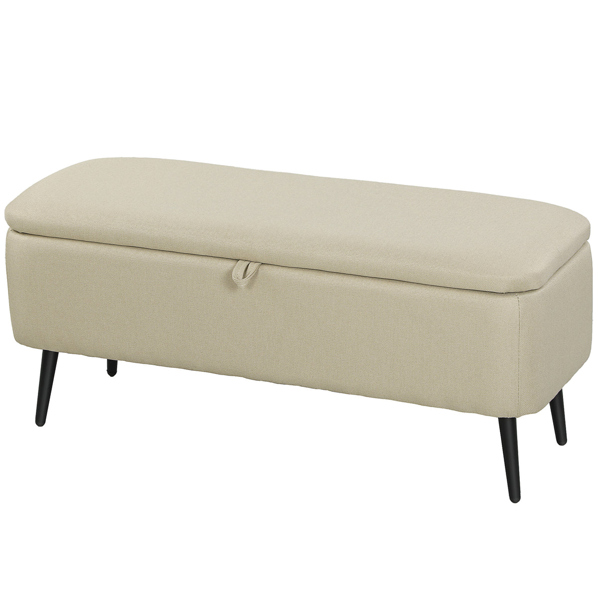 HOMCOM Aufbewahrungsbank mit klappbarem Deckel und Stahlbeinen für Schlafzimmer Wohnzimmer Eingangsbereich 101x38,5x44,5 cm Beige
