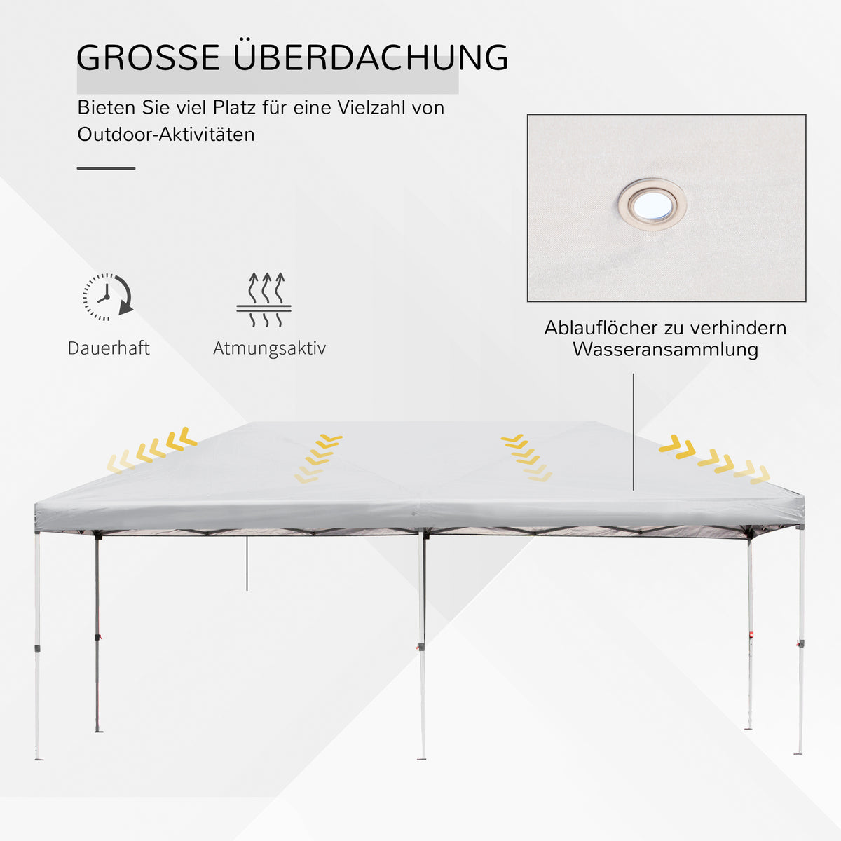 Outsunny Faltpavillon Gartenpavillon Pop-Up-Pavillion Stahl+Oxford+Mesh mit Tasche im Freien Cremeweiß 5,9 x 2,95 x 2,5 m