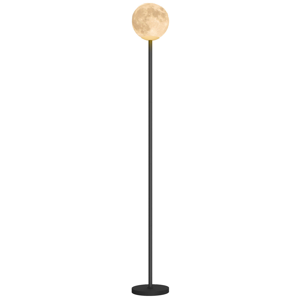 HOMCOM Stehlampe mit Schirm in Mondoptik, Fußschalter, 3 Farbtemperaturen, Metall, Schwarz