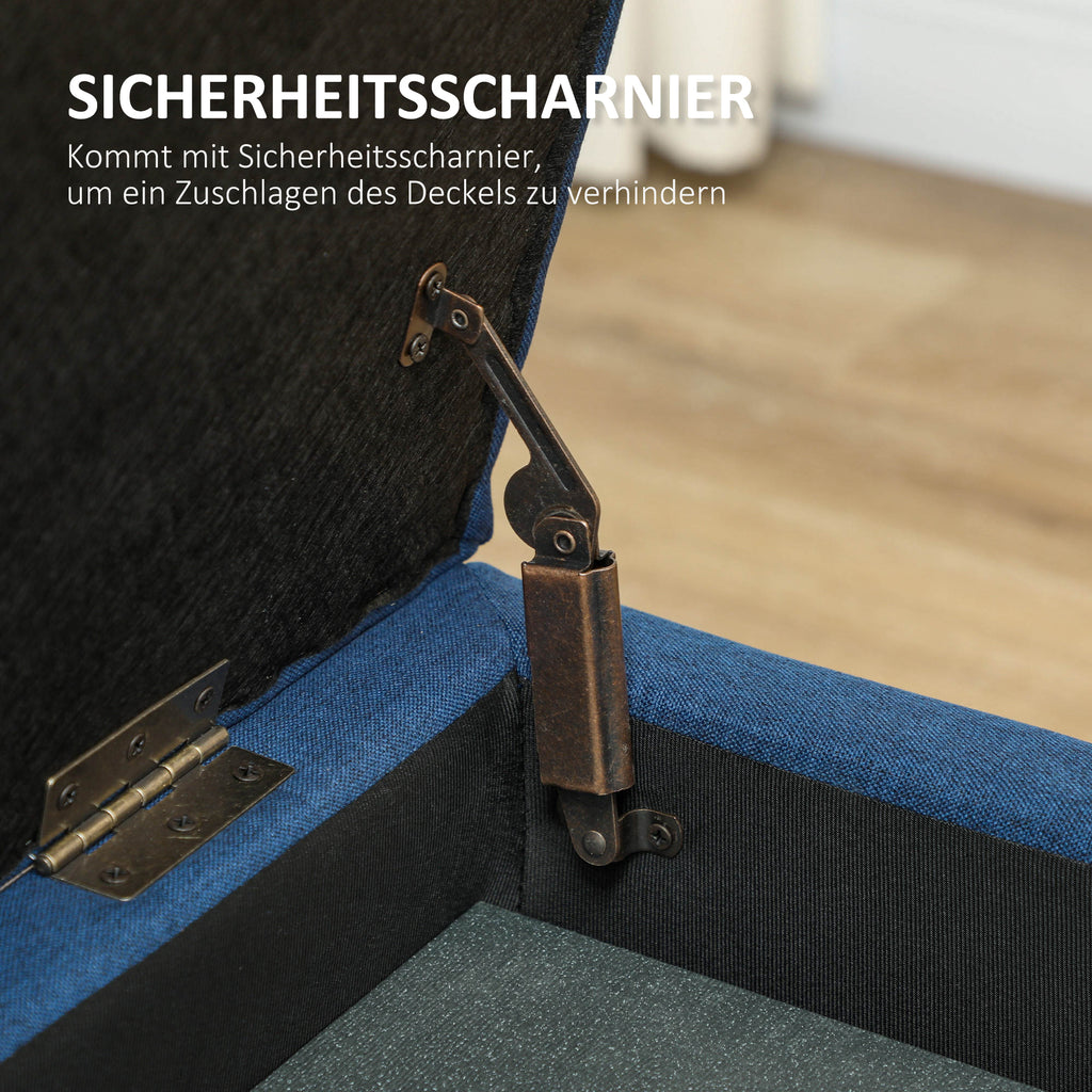 HOMCOM Sitzbank mit Stauraum, Ottomane, Flurbank, Knopfheftung,125,1 cm x 48,9 cm x 41,3 cm, Blau