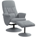 HOMCOM 2-teiliges Sessel-Set Sessel mit Fußhocker Relaxsessel mit Fußhocker, höhenverstellbar, neigbare Rückenlehne, Hellgrau