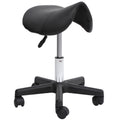 HOMCOM Rollhocker, sattelförmiger Sitz, höhenverstellbar, um 360° drehbar, Kunstleder, schwarz, 35 x 38 x 45-55 cm