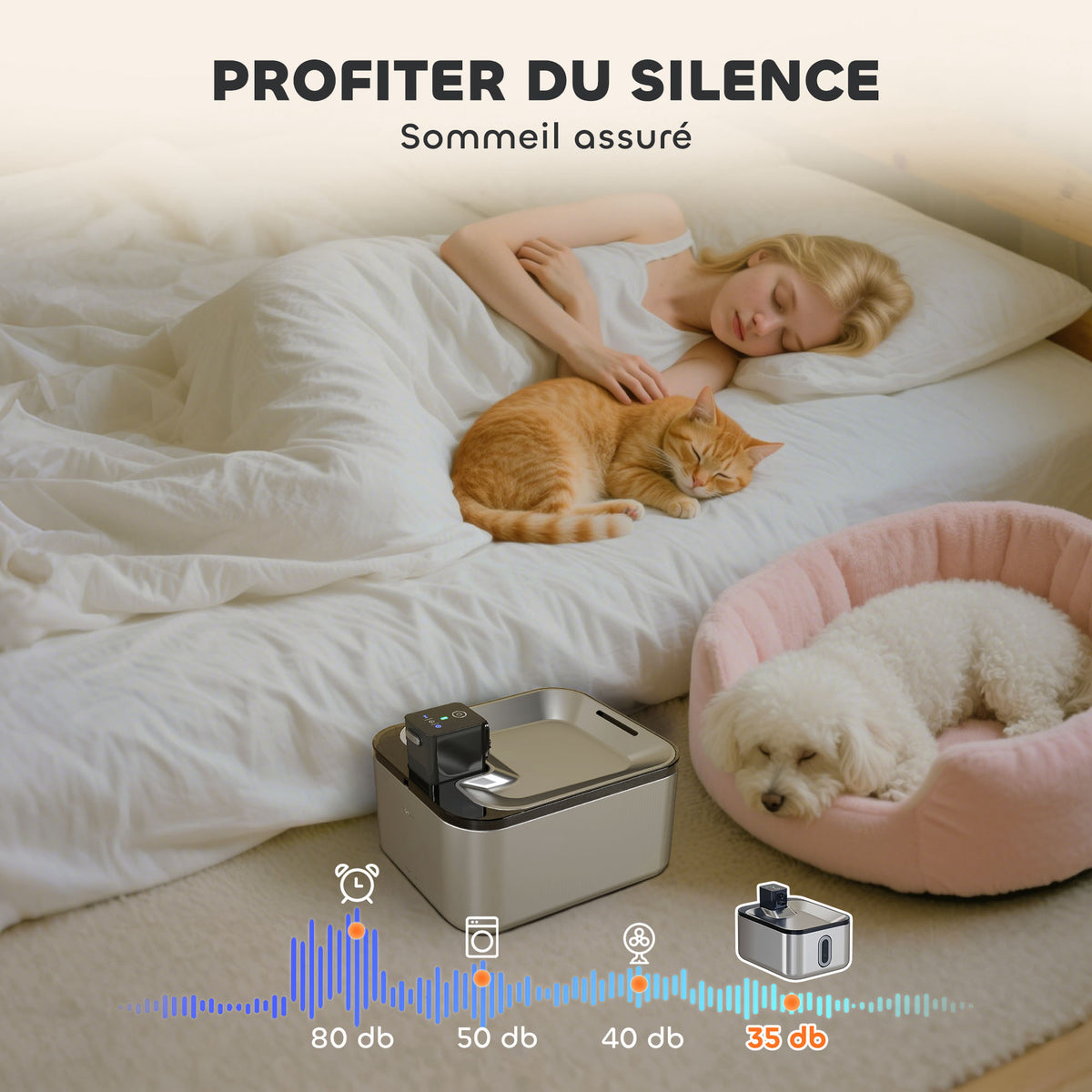 PawHut Automatischer Katzentrinkbrunnen aus Edelstahl 5L, leise, Wasserdispenser für Katzen mit 3-Stufen-Filter USB-Ladegerät, Silber