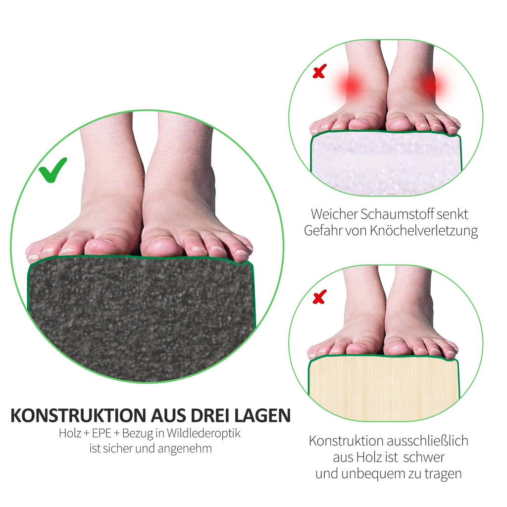 HOMCOM Faltbarer Schwebebalken, rutschfest, Wildlederbezug, robustes Holz, 210 x 10 x 6,5 cm, Blau