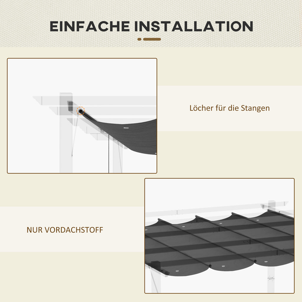 Outsunny Ersatzplane für 3x3m Pavillons, mit Wasserablauflöchern, 2,50 x 2,55 m, Dunkelgrau