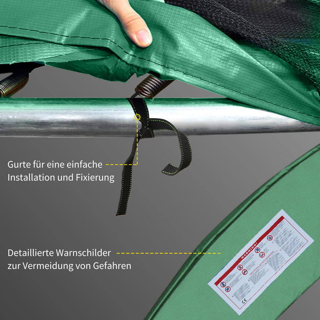 HOMCOM Trampolin Randabdeckung Sicherheitsnetz Wetterplane Leiter Randabdeckung: Ø 244cm Grün