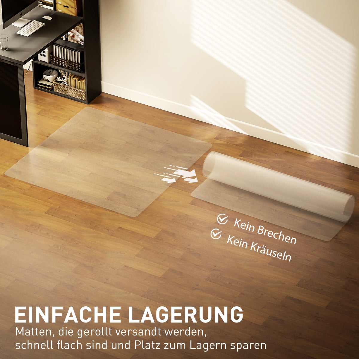 HOMCOM Bodenschutzmatte, rutschfest, 1,5mm dick, 120x120cm, Transparent