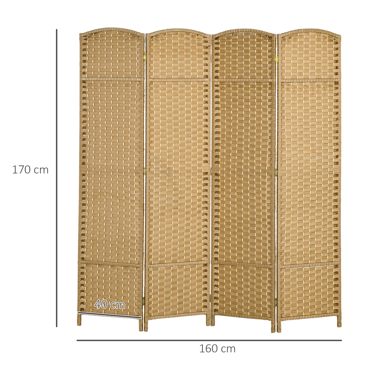 HOMCOM 4-teiliger Raumtrenner, Faltbarer Sichtschutz, Sichtschutzwand für Wohnzimmer, Schlafzimmer, Homeoffice, Natur