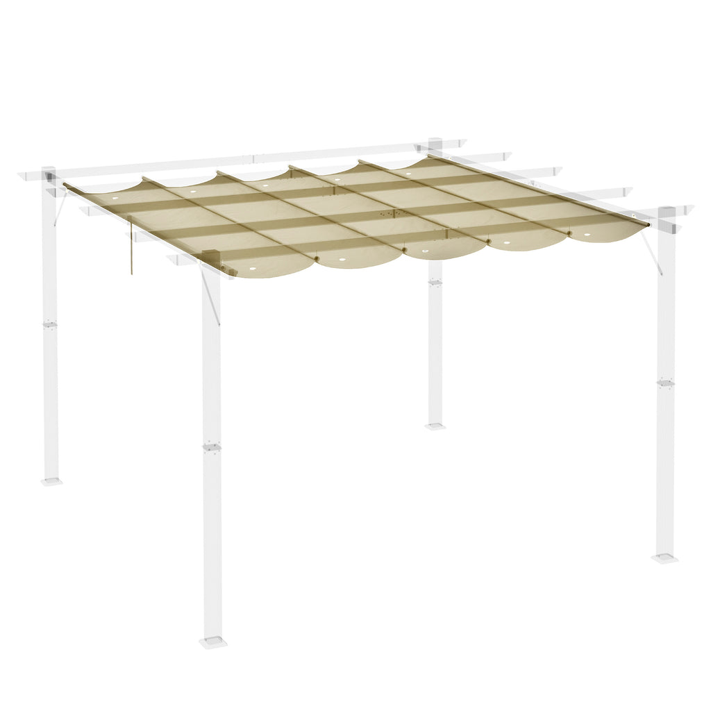 Outsunny Ersatzdach für 3 x 3 m Pergola, einziehbar, mit Regenabflusslöchern, wetterfest, Polyester, Beige