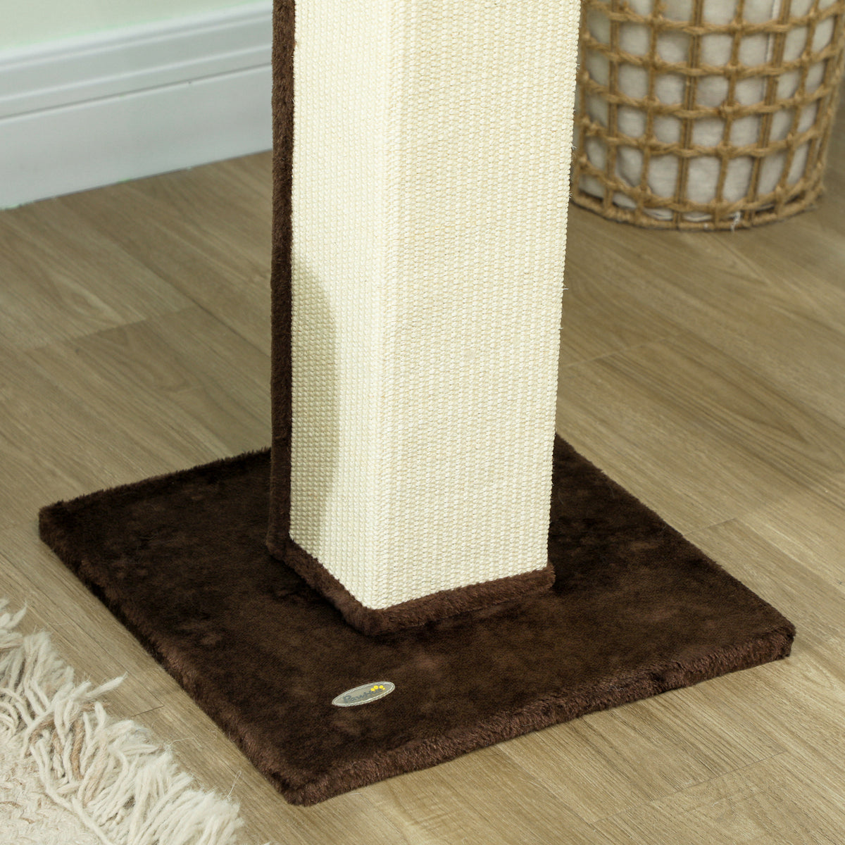 PawHut Kratzbaum für Katzen Kratzsäule Katze aus Sisal und Plüsch, hängender Ball stabile Basis 41 x 41 x 81 cm Braun und Creme