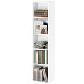HOMCOM Bücherregal, 5 Fächer, verstellbare Regale, Holz, 30 x 24 x 133,5 cm, Weiß